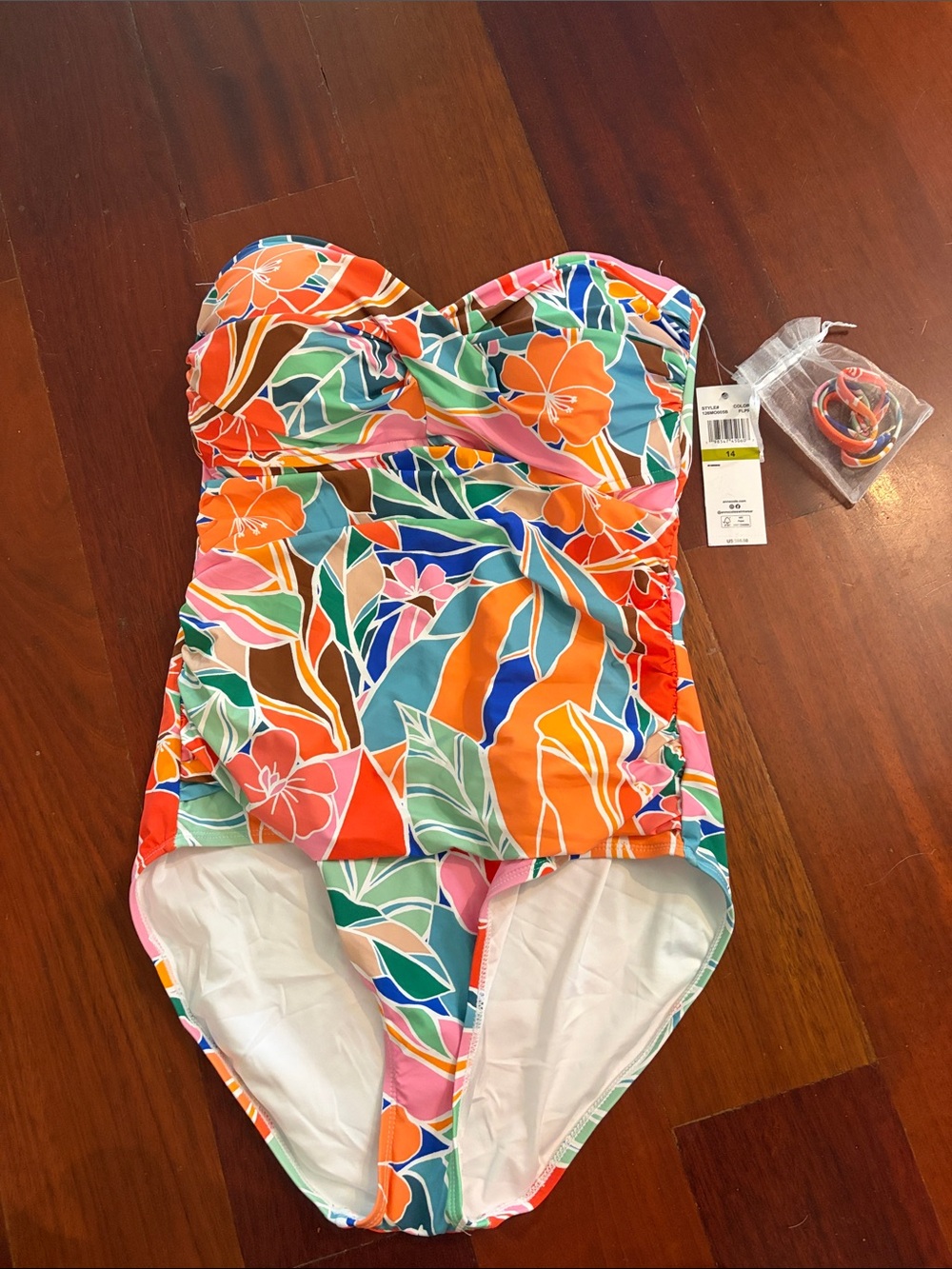 Anne Cole Women’s Tropical Floral One-Piece Swimsuit - Orange, Pink, Blue, Gree